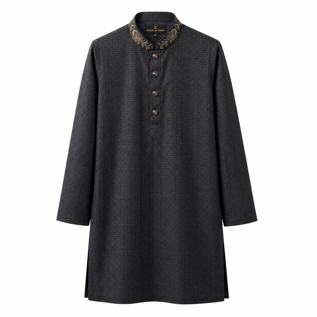 Black Royal Geometric Panjabi