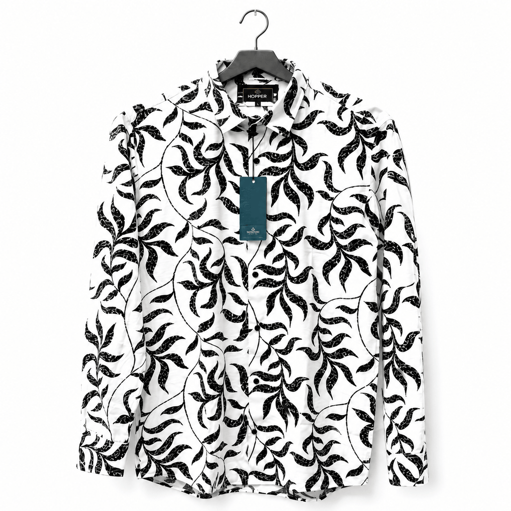Monochrome Leaf Print Shirt