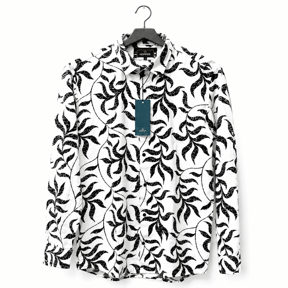 Monochrome Leaf Print Shirt
