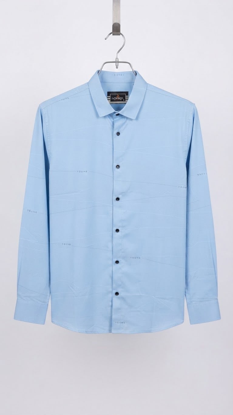 Sky Blue Geometric Pattern Shirt