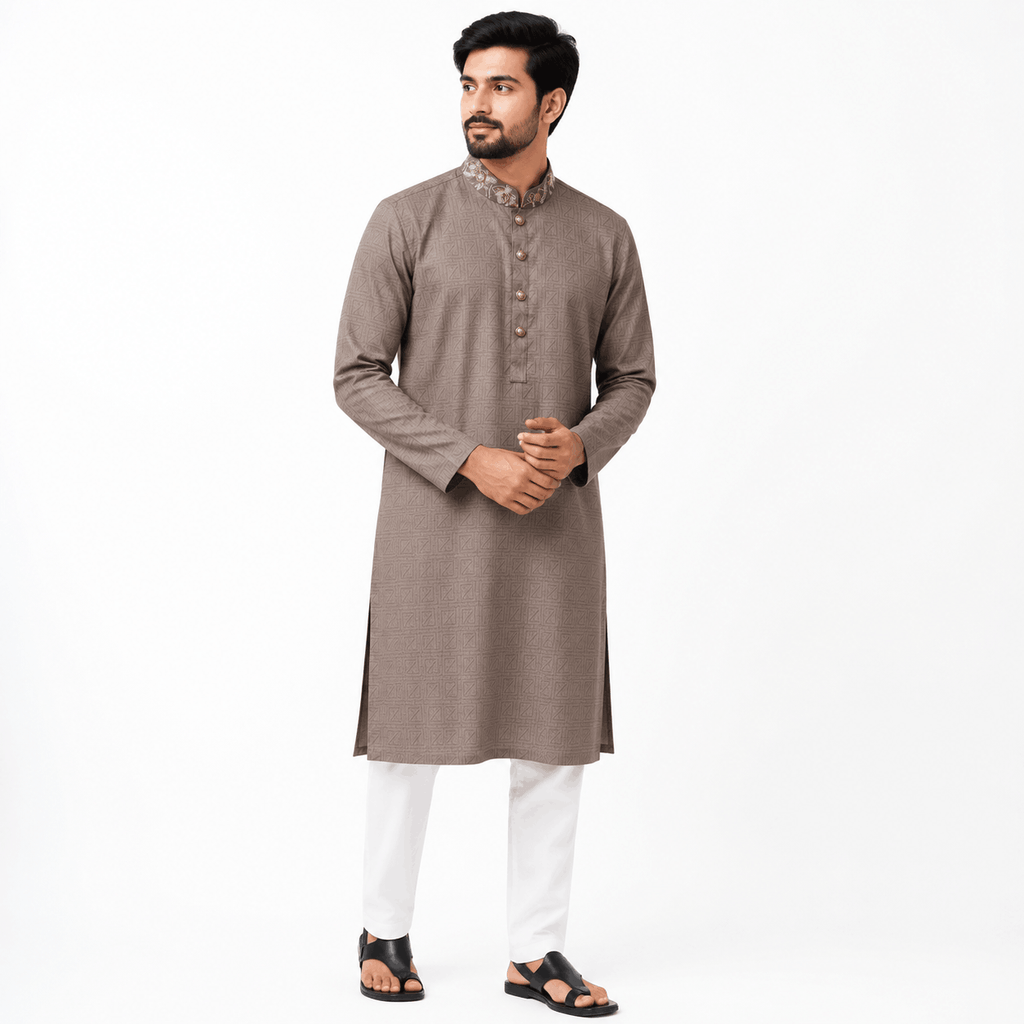 Royal Taupe Pattern Panjabi