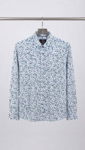 White & Blue Print Full Sleeve Shirt