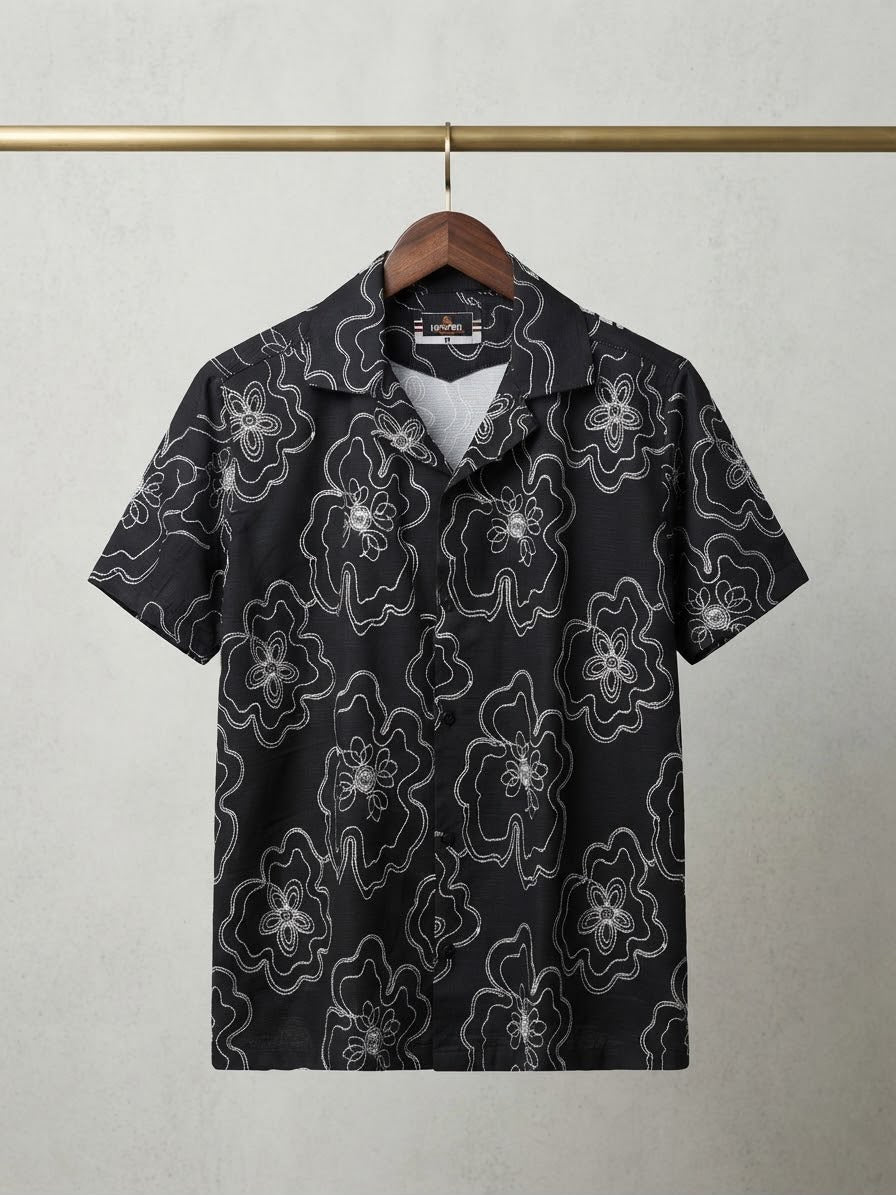 Black Floral  Printed Shirt