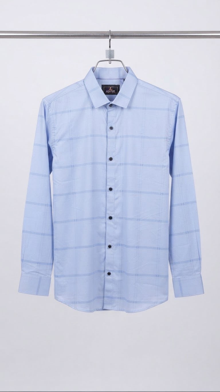 Light Blue Check Pattern Shirt
