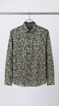 Olive Green Print Full Sleeve Shirt