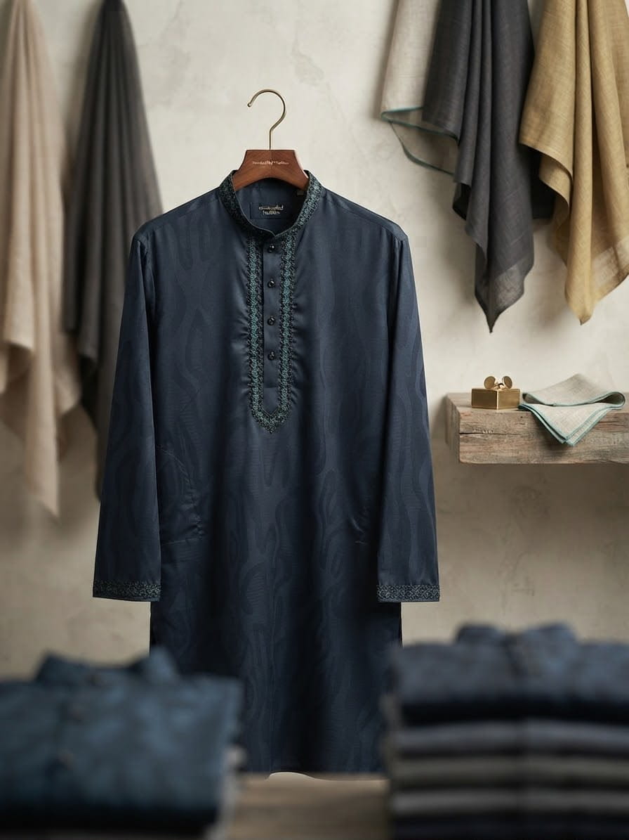 Navy Teal Heritage Panjabi