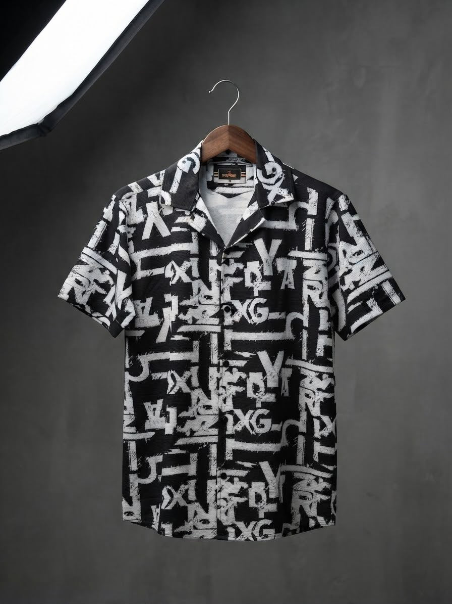 Graffiti Print Button-Up Shirt