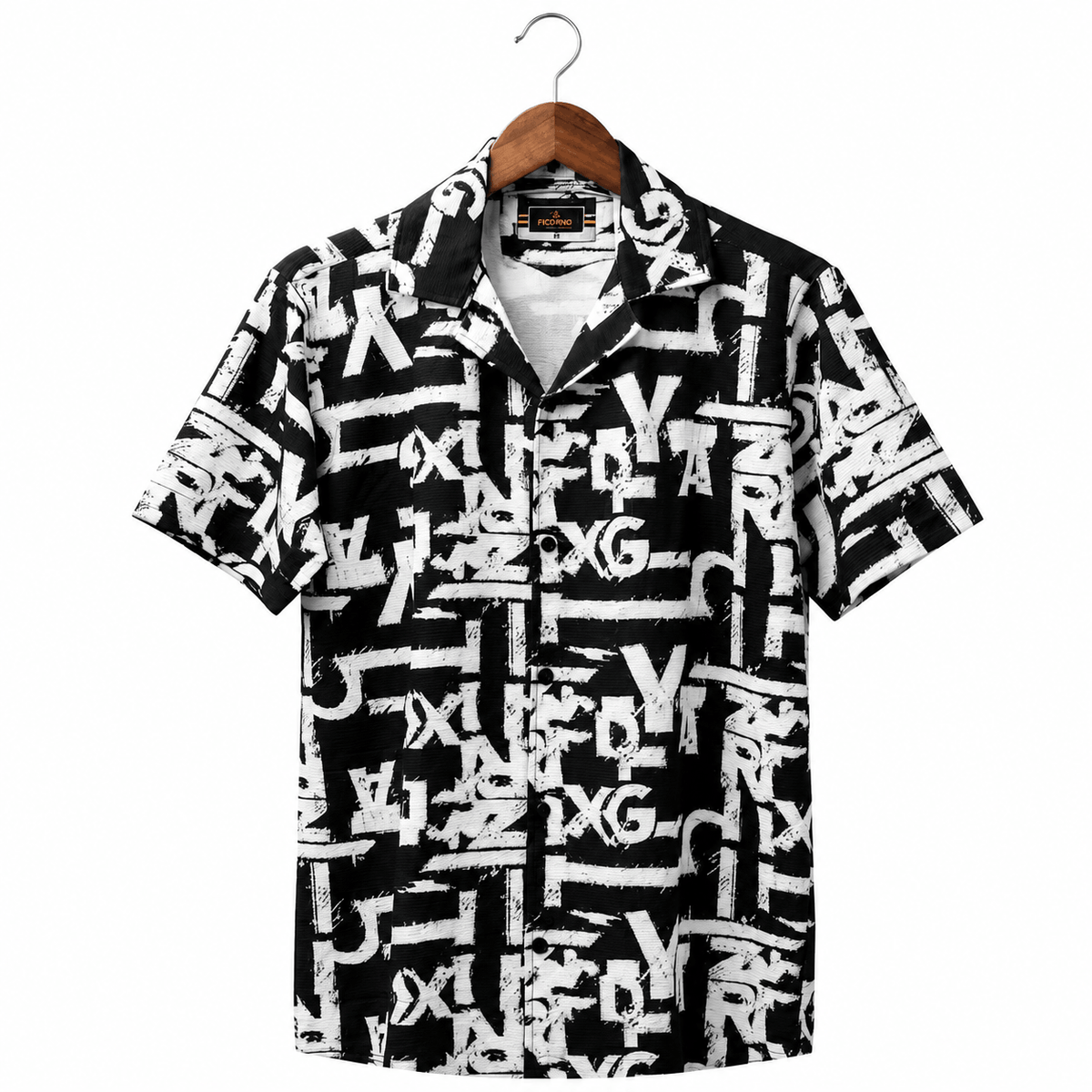 Graffiti Print Button-Up Shirt