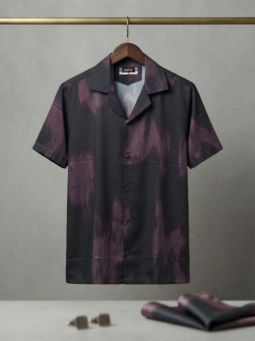 Charcoal Ikat Camp Shirt