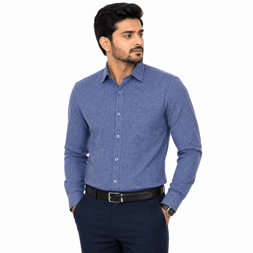 Classic Navy Grid Shirt