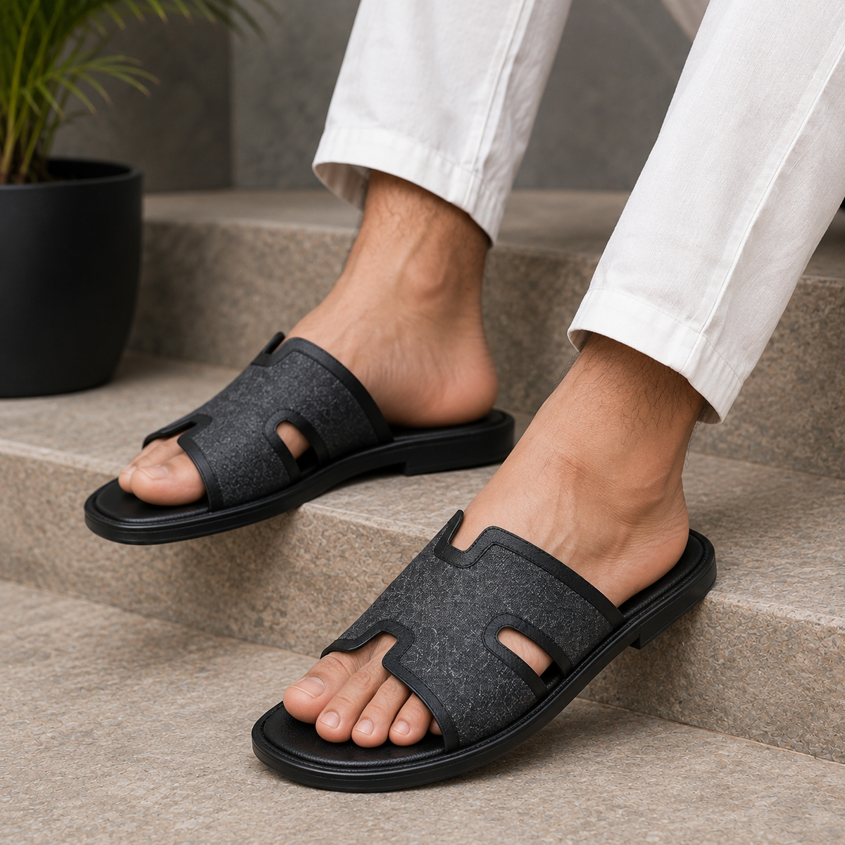 Black slip on Sandal