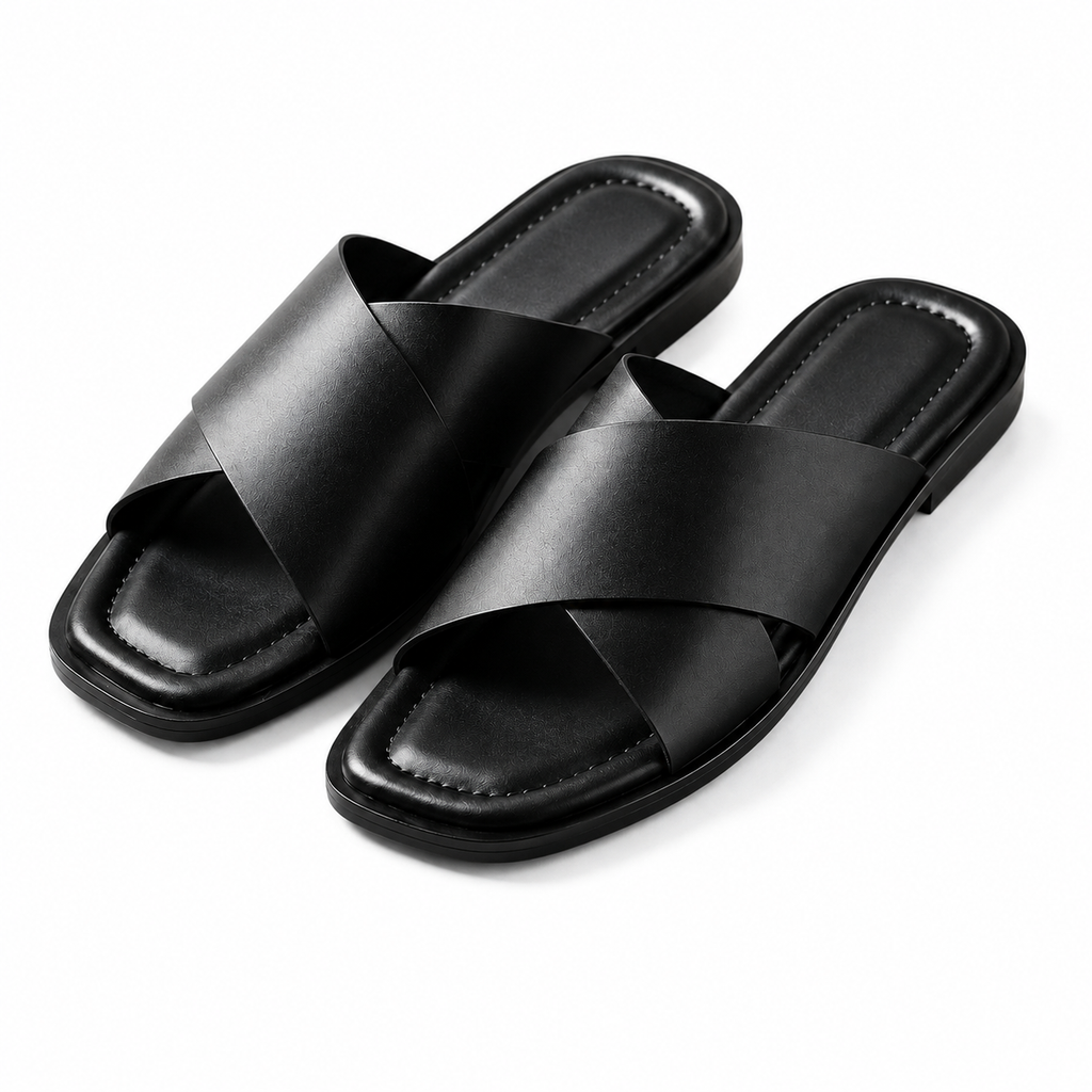 Black cross strap Sandals