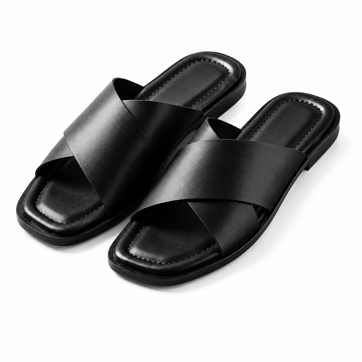 Black cross strap Sandals